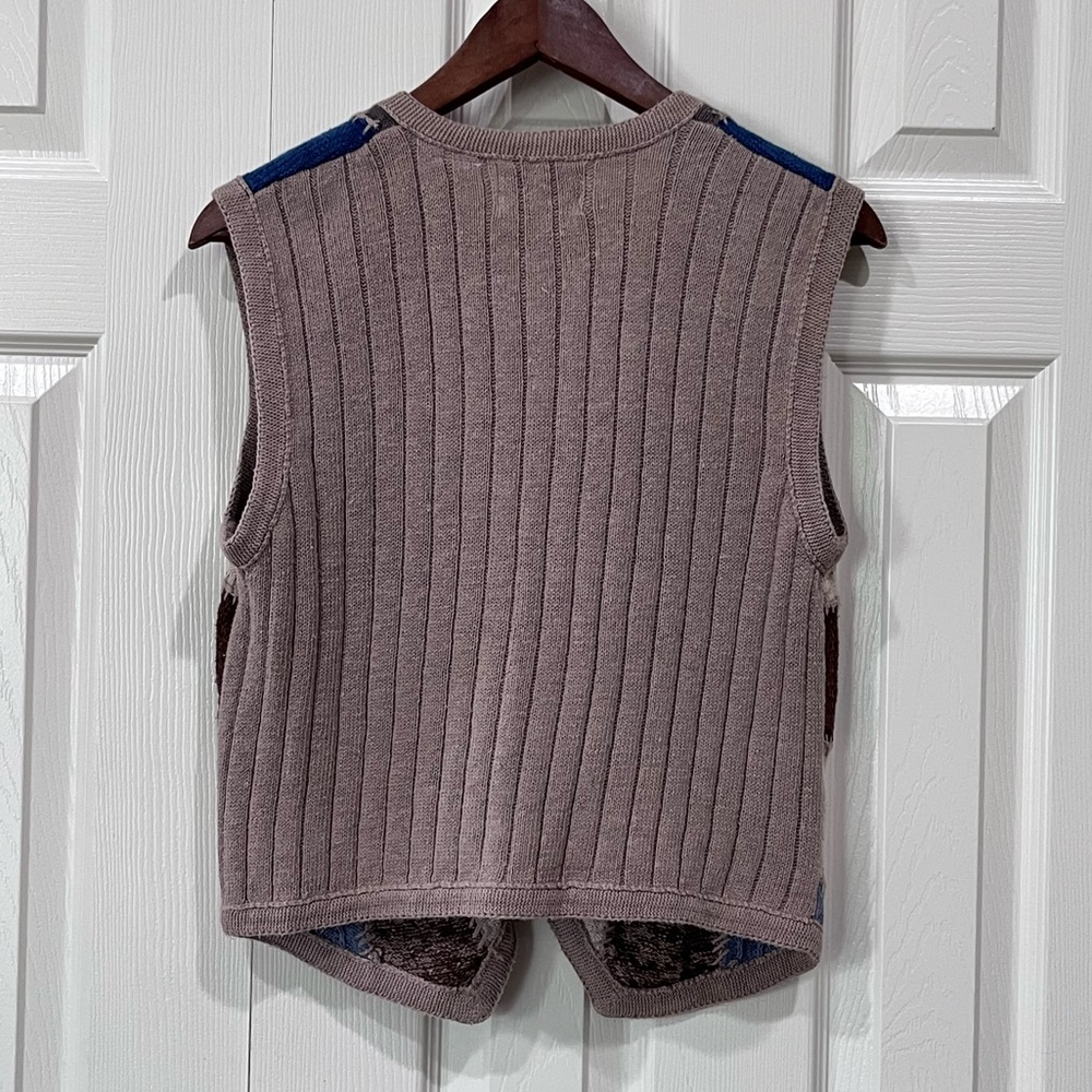 Denim Republic Patchwork Knit Vest Button Front W… - image 2